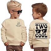 KEKEMI Two Cool Birthday Sweatshirt Toddler Boy 2T Birthday Long Sleeve Shirt 2 Years Old Bday Party Outfit Fall Tops Clothes