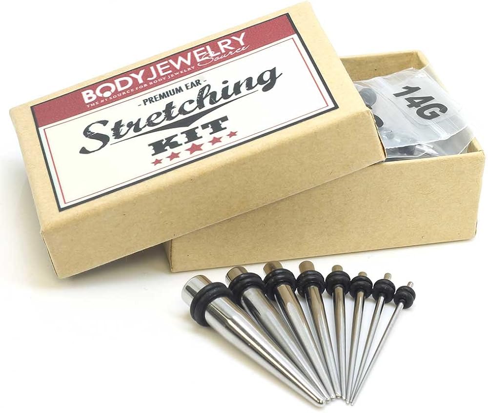 8 Pc Stainless Steel 316L Ear Taper Stretching Kit 8pc 14G0G (Ear Taper, Ear