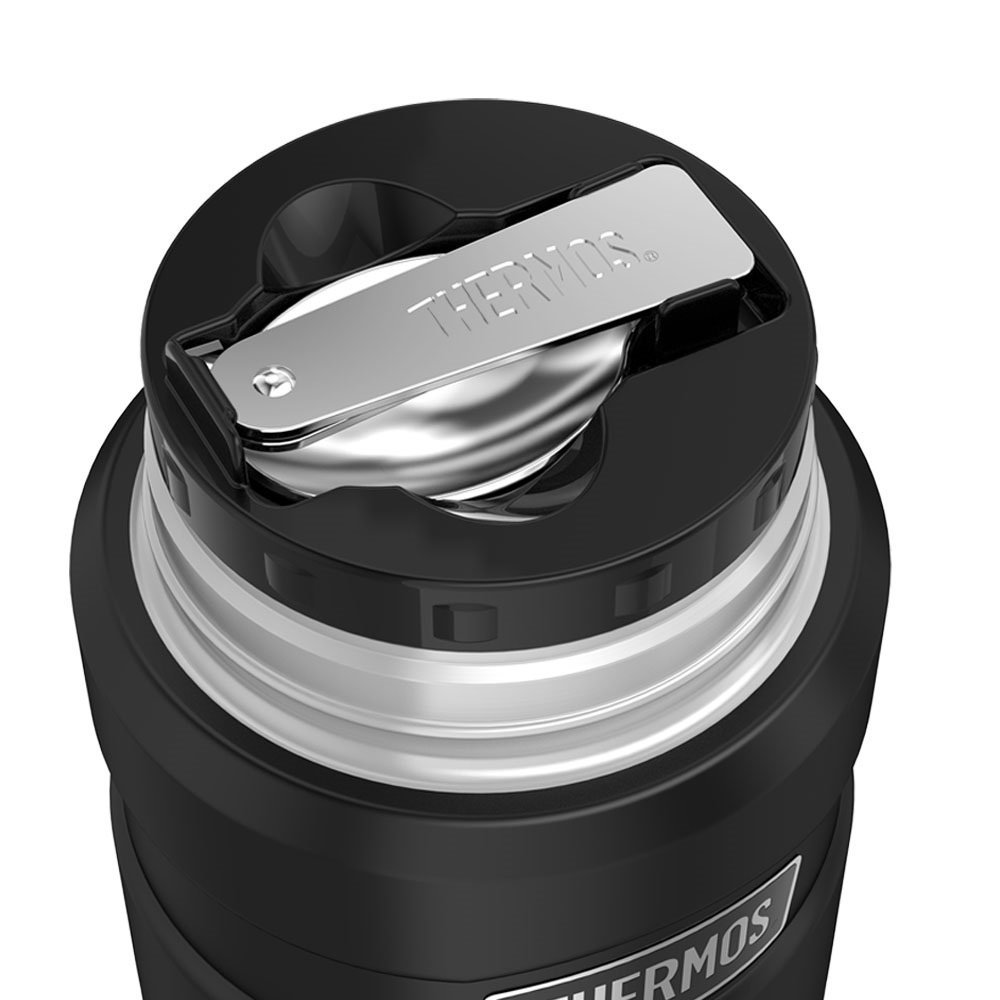 מטבח Thermos Stainless King 16 Ounce Food Jar with Folding Spoon, Matte Black