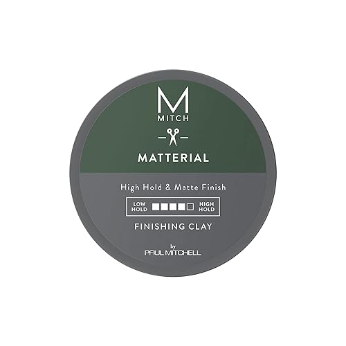MITCH by Paul Mitchell Matterial Finishing Clay for Men, High Hold, Ultra-Matte Finish, For All Hair Types, 3 oz.
