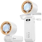 Handheld Portable Turbo Fan with Ice Cooler, Speed (1-199) 5500mAh Rechargeable Personal Fan,[20H Cooling Time] Mini Yet Powerful [20000 RPM] Small Pocket Fans for Travel/Outdoor/Home/Office, White