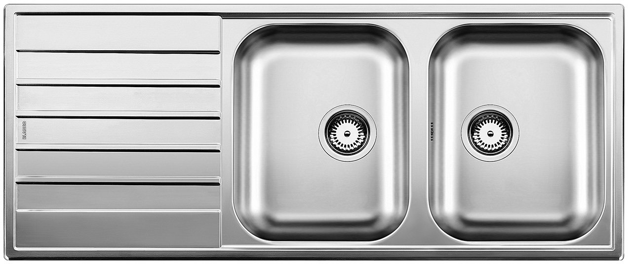 Blanco Livit 8S 514798 Sink with 2 Basins and 1 Draining Board Brushed Stainless Steel