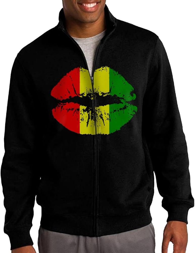 GYMGG JC Men's Classic Jacket Pullover Full Zip - Reggae Rasta Lips