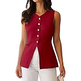 BNOOUIL Summer Blazer Suit Vest for Women Business Casual Sleeveless Button Down V Neck Tops Trendy 2025 Waistcoat