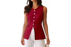 BNOOUIL Summer Blazer Suit Vest for Women Business Casual Sleeveless Button Down V Neck Tops Trendy 2025 Waistcoat