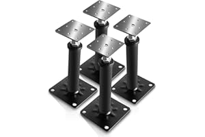 DUVECFOI 4 Pack House Floor Jacks, Adjustable Jack Post for Leveling, 13"-16" Height Telescoping Screw Jacks, Heavy Duty Support for Basement, Floor Joist, Beam & Foundation Repair, Temporary Support,Black