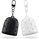 Meonum Black and White 2 Pack Cute &amp; Stylish Hand Sanitizer Holders | Compatible with Bath &amp; Body Works PocketBac, Hollow Heart Design, Easy Clip-On Keychain for Bags, Snug Fit Won't Fall Off