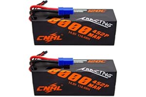 CNHL 8000mAh 4S Lipo Battery 120C 14.8V with EC5 Plug Hard Case for RC Car Truck Tank Buggy Truggy Racing Hobby（2 Packs