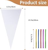 Frendour 100 Pcs Sweet Cone Bags 30x16cm with 100 Colorful Ties view 2