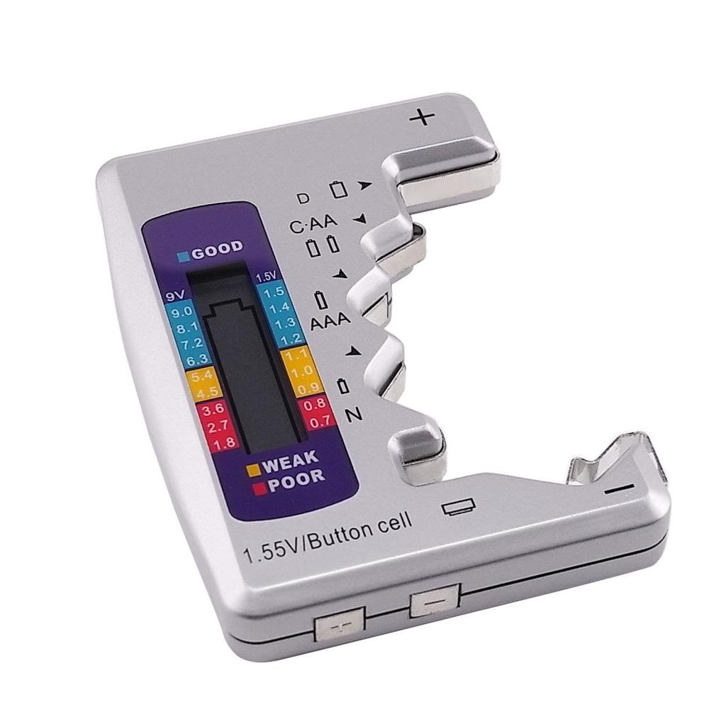 Battery Tester Checker Seven Type of Battery C AA AAA D N 9V (6F22) and 1.55V Batteries