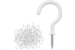 Small Cup Screw Hooks,1/2 inch Vinyl Coated Ceiling Hooks,200 Pack Screw in Hooks Plant Hanger Hooks,Wind Chimes Hooks Kitche