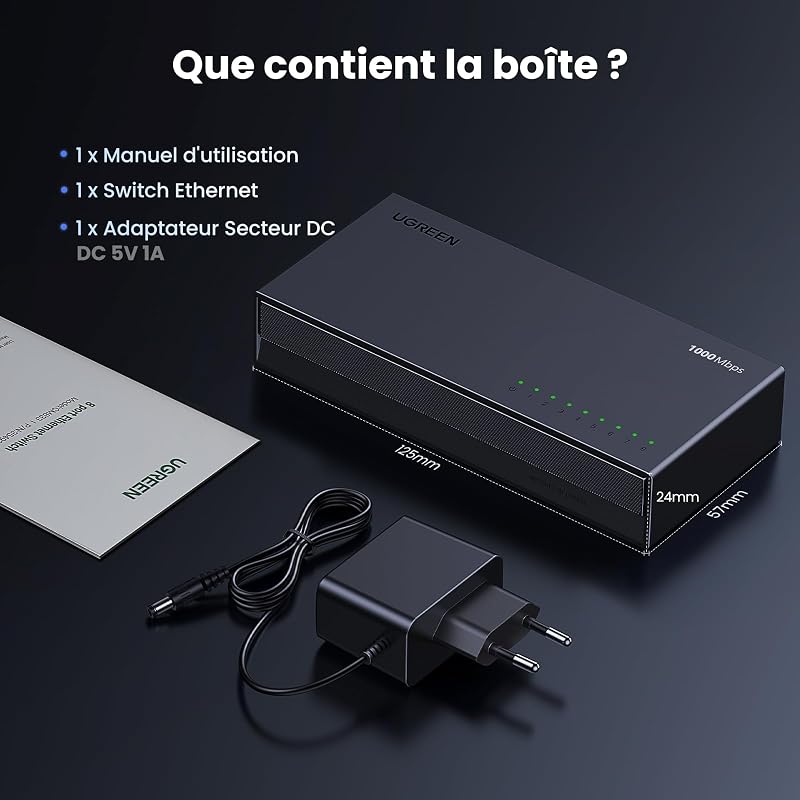 Switch Ethernet Gigabit 8 Ports Hub RJ45 10 100 1000Mbps