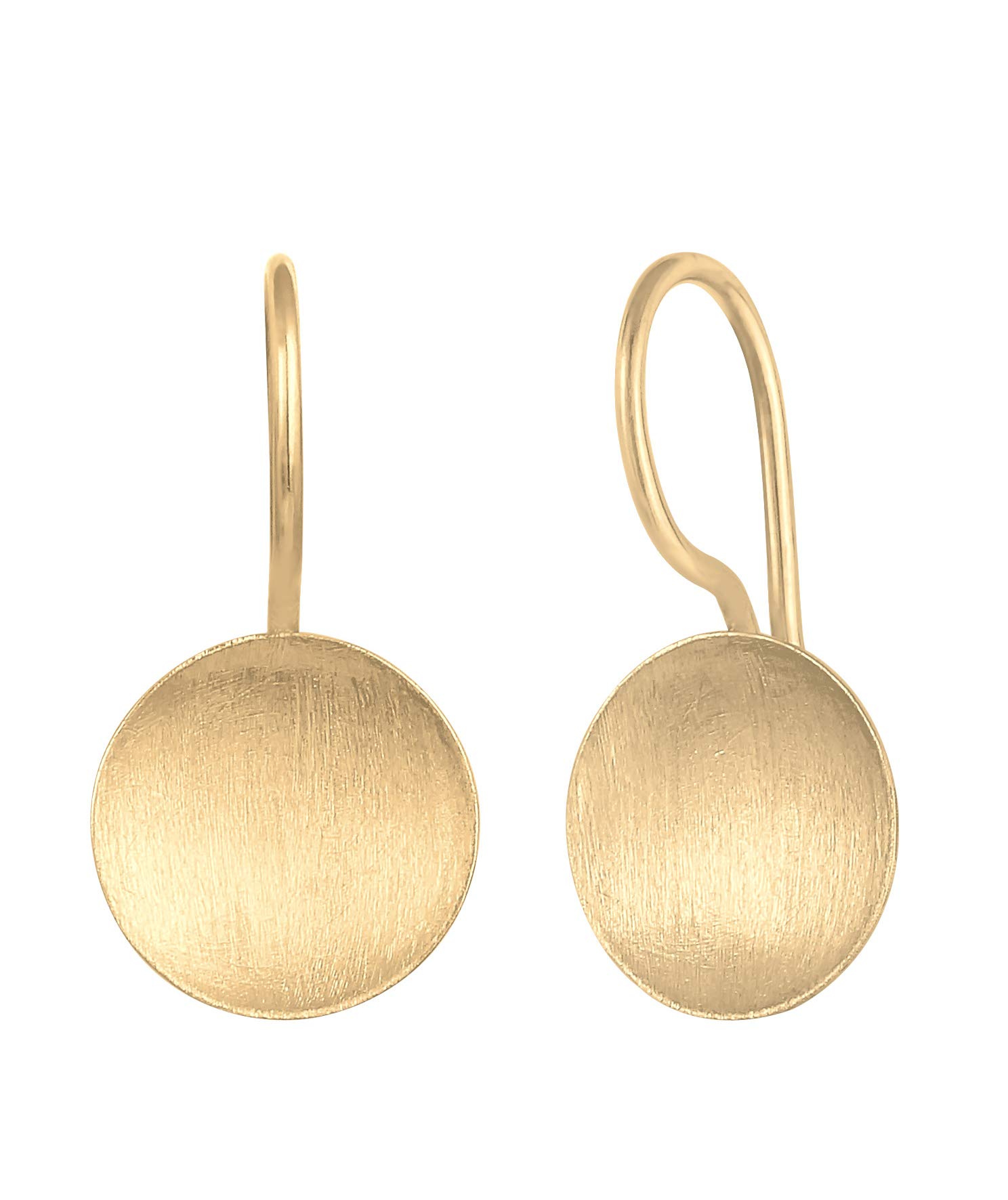 Nenalina Women's Earrings 925 Silver with Circle Disc Brushed Disc (14 mm)