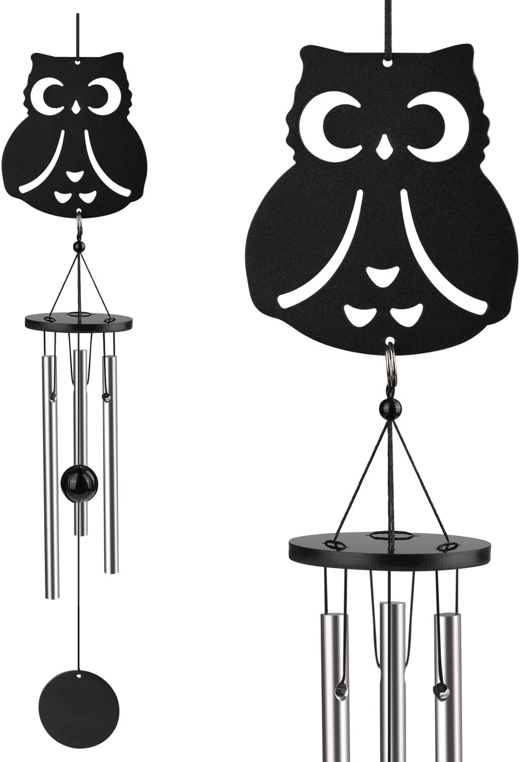 Coulky Owl Wind Chimes Cute Owl Tag & Beautiful Striker Ball Smoothing Melodic Tones Minimalism Chimes for Patio Porch Garden Backyard : Garden & Outdoor
