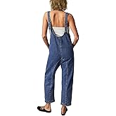 MAOECO High Roller Denim Overalls for Women Casual Sleeveless Loose Baggy Jumpsuits Jeans Pants Onesie with Pockets