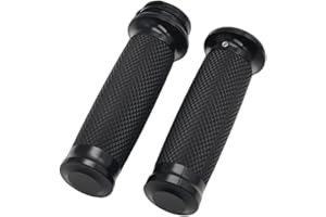 HADAXT Motorcycle 1 Inch/25mm Handlebar Grips Universal for Harley Davidson Non-Slip Hand Grip Black Chrome Fit Sportster883 Dyna Touring Road King Electra Glide Softail Cruisers Choppers
