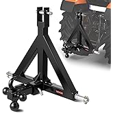 VEVOR 3 Point Trailer Hitch 2 in Receiver, 3pt Quick Hitch Attachment with 3 Trailer Balls, Tractor Tow Drawbar Adapter, Compatible with Kubota, Mahindra, Ford, Yanmar, John Deere, Massey Ferguson