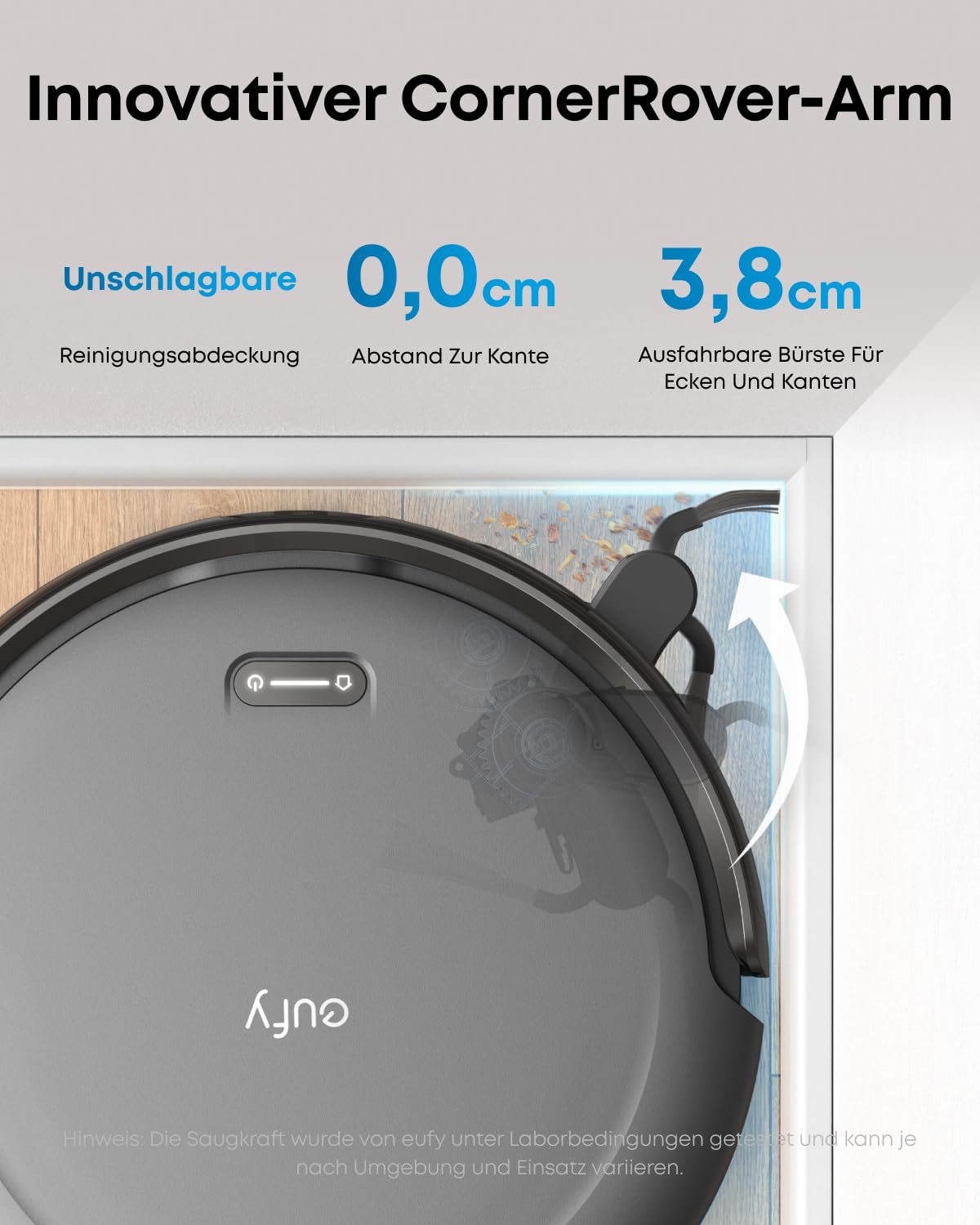 eufy C10 Saugroboter mit Automatischer Absaugstation, 7,3cm Ultraflaches Design, Teppichreinigung, Ausfahrbare Seitenbürste für Ecken, Automatische Entleerung, Punktlaser- & Infrarot-Navigation 4