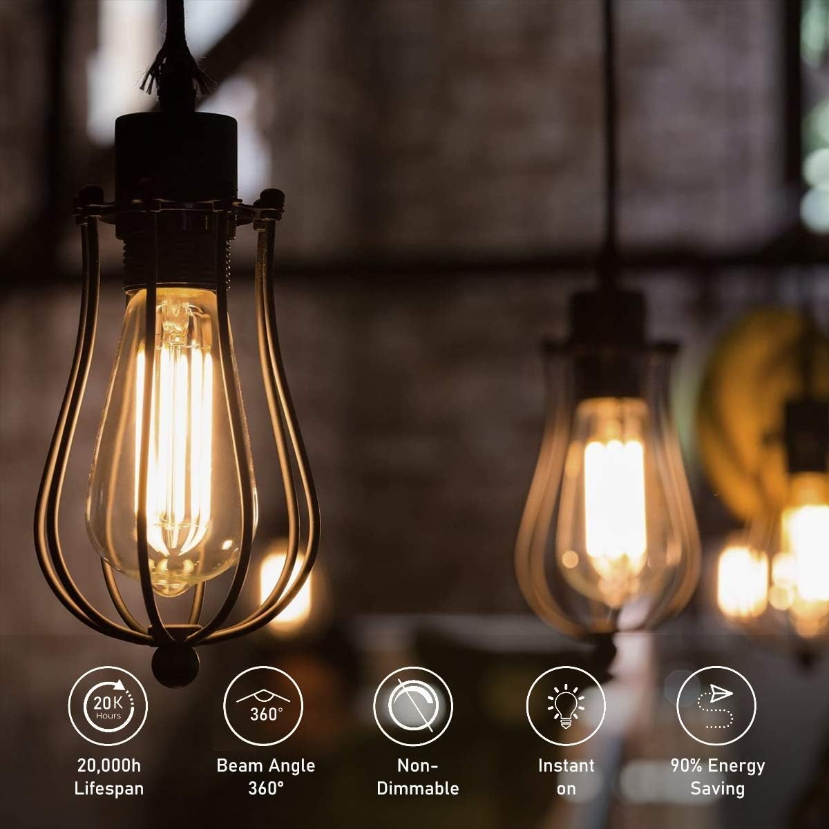 LED Edison Bulb E27, 6W Vintage Light Bulbs 60W Incandescent Equivalent - Image 3