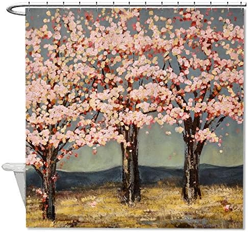 72 x 72 Inch, Watercolor Sukura Tree Pink Custom Personalized Fabric Waterproof Bathroom Decor Decorative Shower Curtain