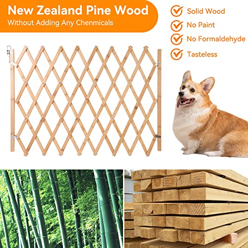Hoomall Retractable Pet Gate Expandable Dog Fence Wooden Screen Door