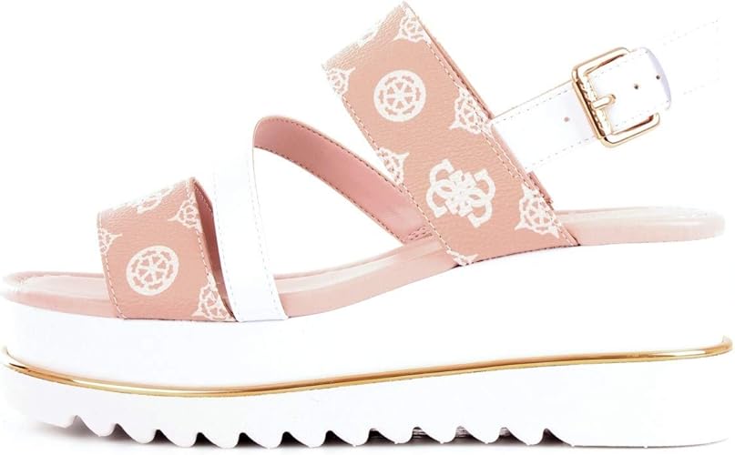 pink and white sandals