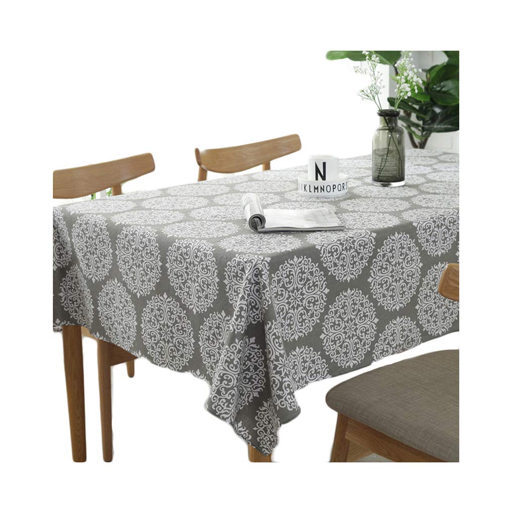 meioro Tablecloths Grey Retro Tablecloth Rectangular Table cloth Cotton Linen Table Cover Suitable for Indoor and Outdoor (Grey, 100×140cm) — image 1