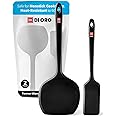 DI ORO Silicone Turner Spatula Set - Kitchen Spatulas for Nonstick Cookware - Cooking Utensils for Flipping Eggs & Pancakes - 600°F Heat-Resistant BPA Free Turners - Dishwasher Safe (2pc, Black)