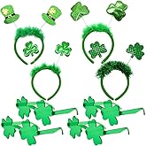 8Pcs St. Patrick's Day Headbands and Shamrock Sunglasses, Shamrock Clover Head Boppers Eyeglasses Accessories for St. Patrick's Day Irish Party Favors Supplies Costume Accessories
