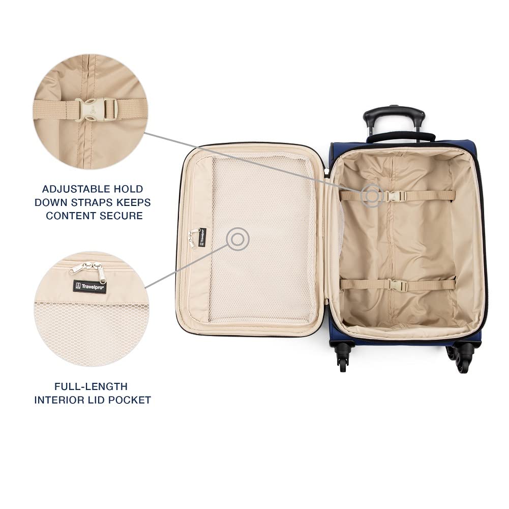 Travelpro Runway 2-piece Luggage Set, Carry on Softside Expandable 4-Wheel Spinner Suitcase & Carry on UnderSeat Luggage Soft Tote Bag, Men and Women, Blue