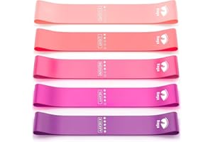 Raganet, Bandas de Resistencia Elasticas, Juego de 5 Ligas de Látex, 5 Tipos de Resistencia, Yoga, Pilates, Fisioterapia, Rehabilitación, Interior y Exterior
