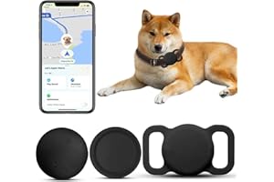 VEEIND Dog Tracker with Collar Holder, Smart Pet Tracker, MFi Certificated Tracking Device, Waterproof Bluetooth, No Monthly Fee, Works with Find My, Not GPS Tracker (iOS Only), Black
