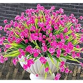BCBLF Artificial Flowers for Outdoors, 12 Bundles Fake Outdoor Flowers, Pink Artificial Flowers, Fake Flowers for Planters, UV Resistant Outdoor Flowers, Garden Porch Window Box Décor