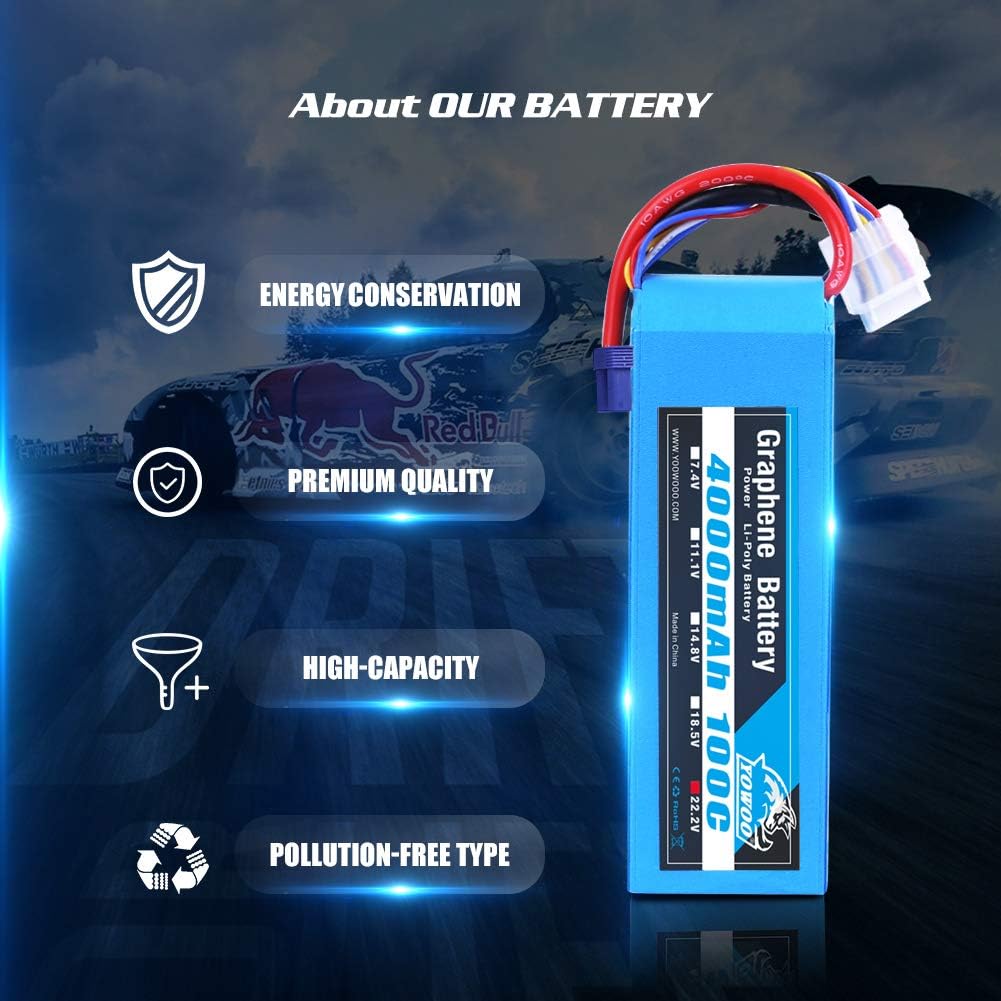 YOWOO Graphene Battery 6S Lipo Battery 22.2V 100C 4000mAh with EC5 Plug for 70MM 80MM 90MM EDF RC Quadcopter Airplane Helicopter RC Car Truck Tank Drone Racing Hobby - Image 4