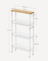 VASAGLE 4-Tier Kitchen Cart Oak White 13 cm Deep Trolley with Castors view 7