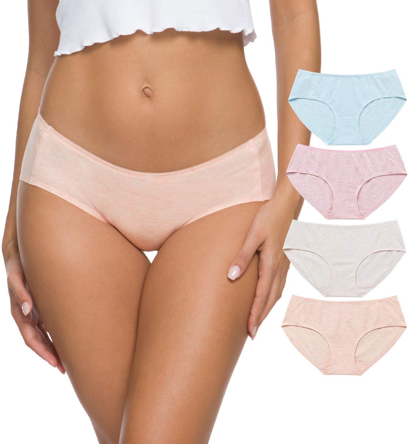 Photo 1 of Wealurre Cotton Women's Breathable Panties Seamless Comfort Underwear 4 Pack(3128M,Light Basics)