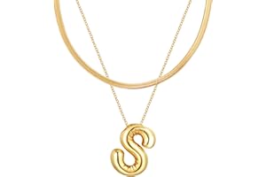 HBFashion Initial Necklaces for Women, Gold Balloon Bubble Letter Necklace,18K Gold Plated Dainty Personalized Puffy Name Necklaces