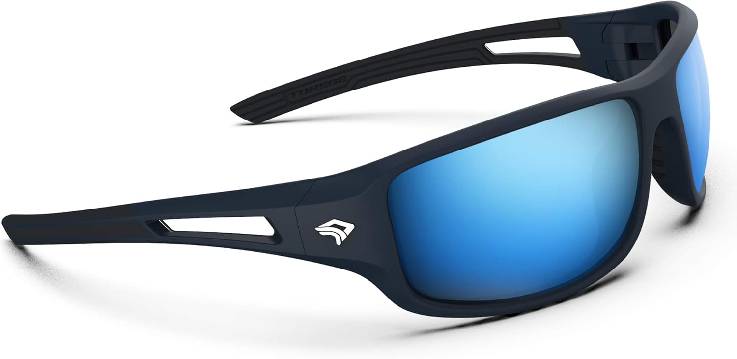 Torege Polarized Sports Sunglasses for Men Women Cycling Running Driving Fishing Golf Glasses Saltwater Resistant TR03