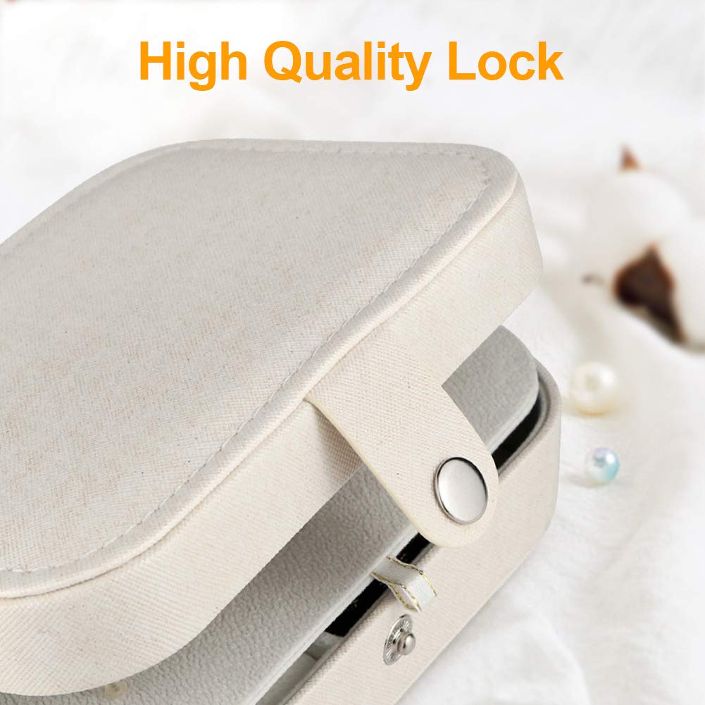 SENWOW Jewellery Box for Women, Jewellery Organizer Storage Case for Rings Earrings Necklace Bracelets Glitter White, Best Gift for Lady Girlfriend Mother