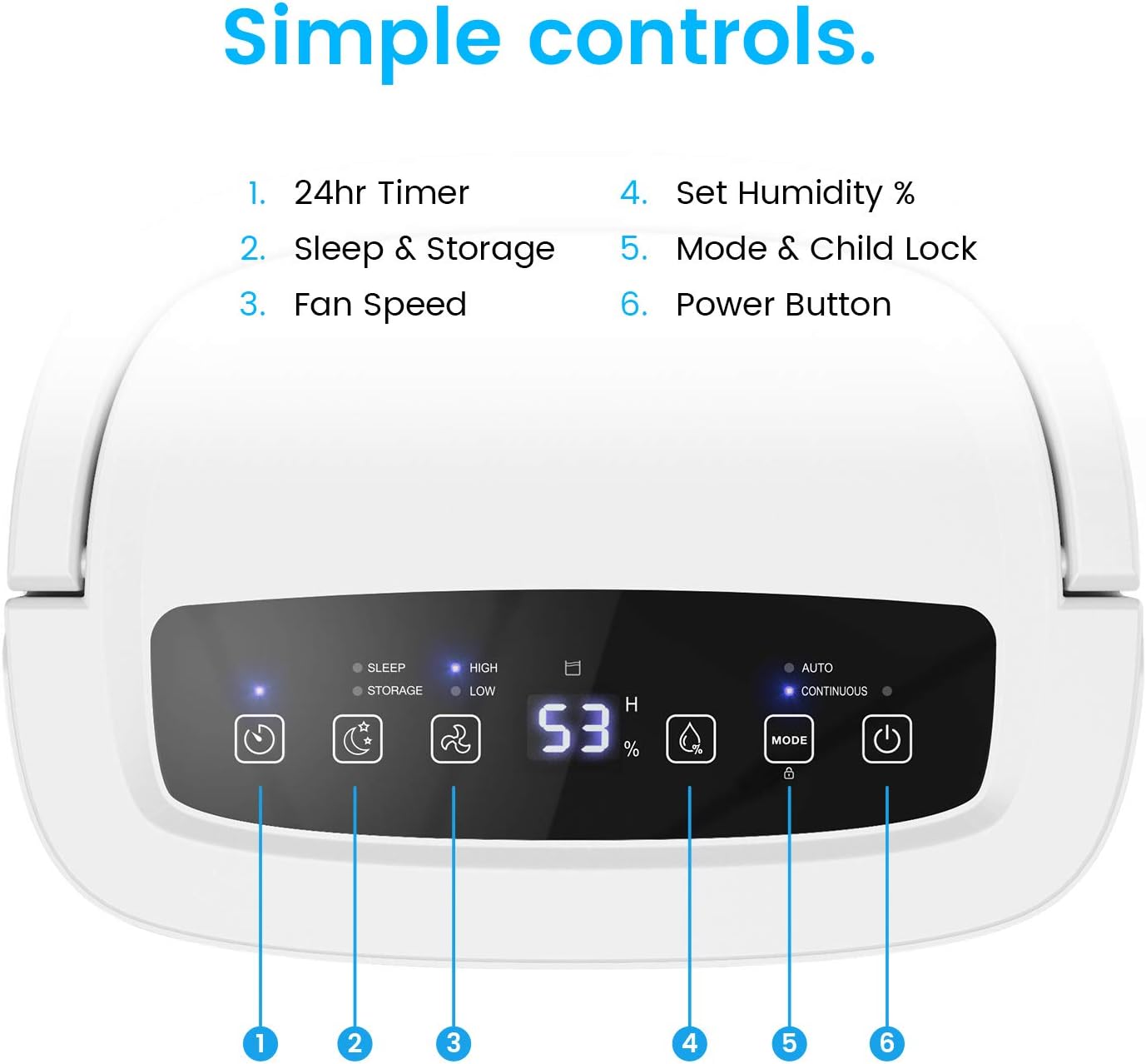 Pro Breeze® 12L/Day Dehumidifier with Automatic Humidity Sensor & Display, Sleep Mode, 24-hour Timer, Laundry Drying - Image 4