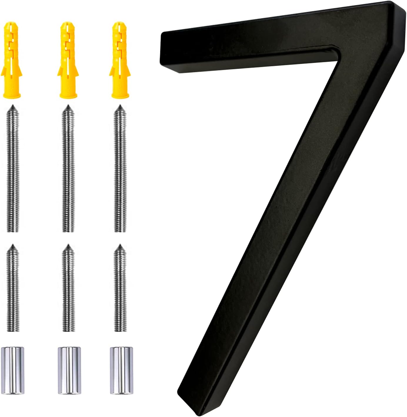 Address Signs - 6 Inch Modern House Numbers Floating House Street Home Address Numbers For House Black Floating Mount Or Flush Mount Zinc Alloy Black House Number For Outside 6 Inch Number 7