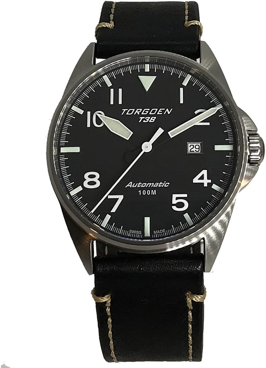 T38 Black Dial Swiss Made Automatic Watch 44mm Vintage