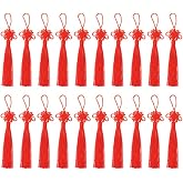NUOBESTY Chinese Knot Pendan, 20 Pcs Red Tassel Charms for DIY Jewelry Making, Keychain Decorations, Bookmarks, Crafts