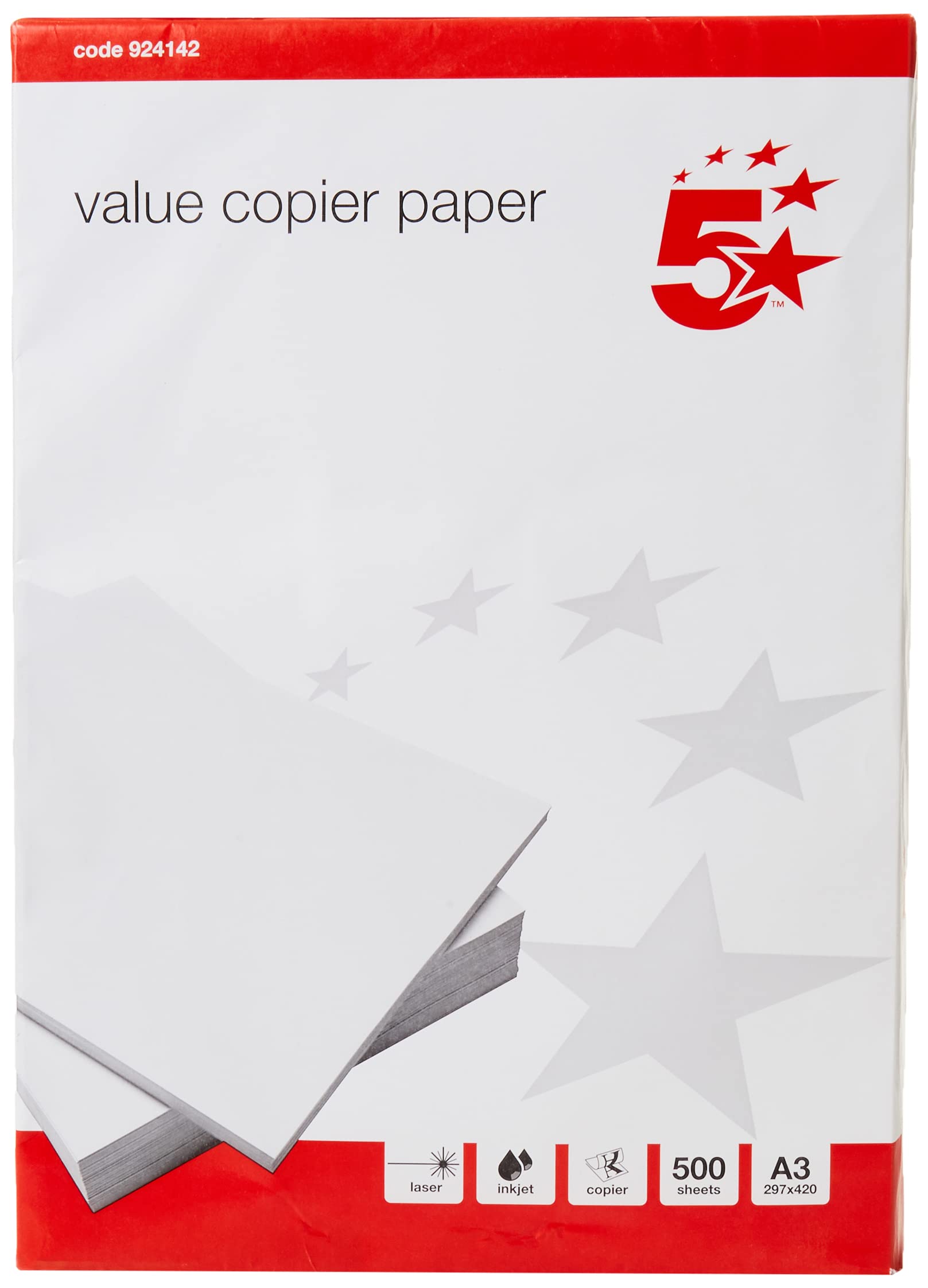 5 Star Value Copier Paper Multifunctional FSC Ream-Wrapped A3 White [500 Sheets] -FST