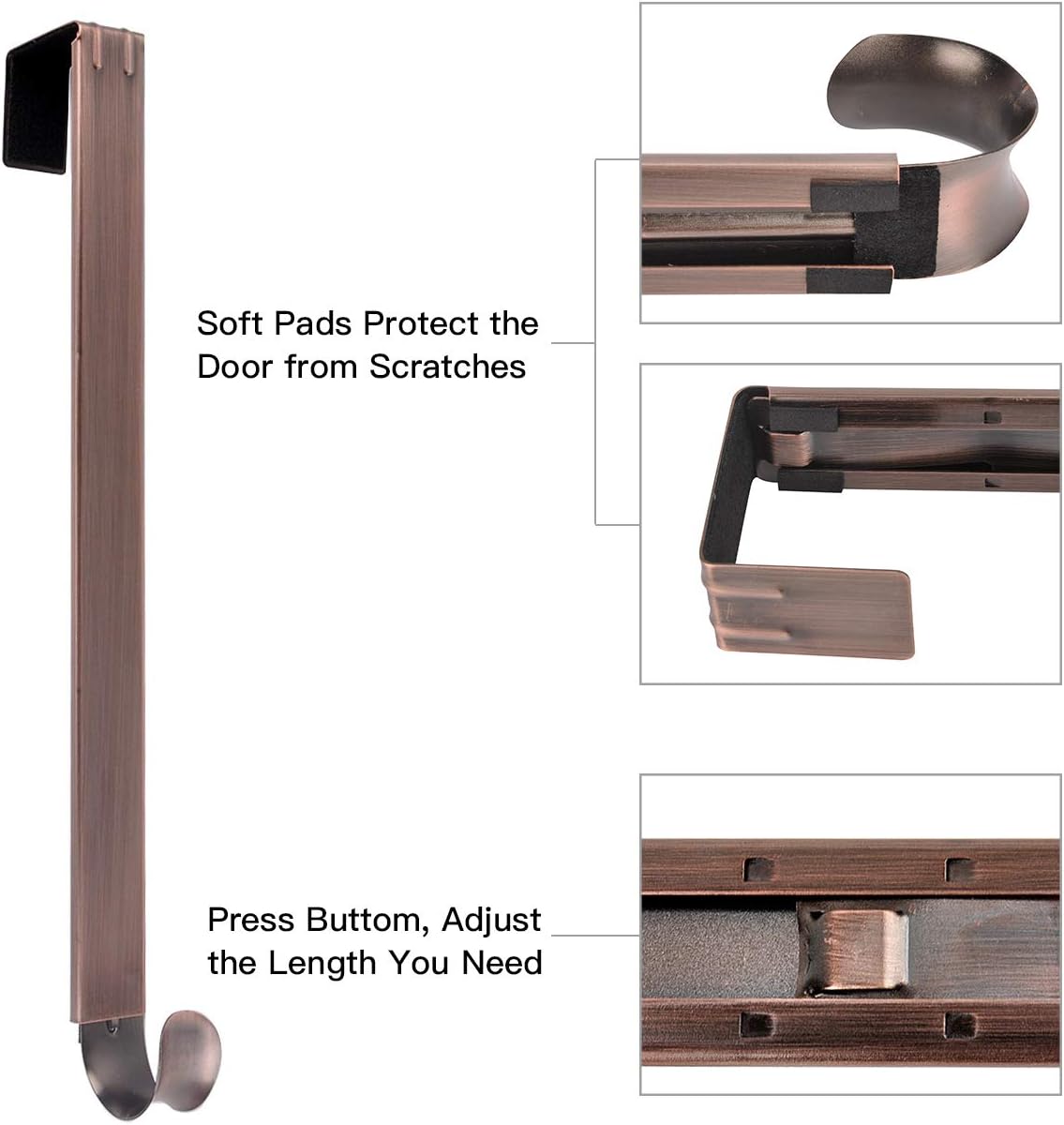 Wreath Hanger, Adjustable Length from 15 to 25 Inch Wreath Hanger for Front Door Heavy Duty with 20LB Upgrade Wreath Hook Holder for Christmas Decorations by AnCintre, Bronze: Kitchen & Dining