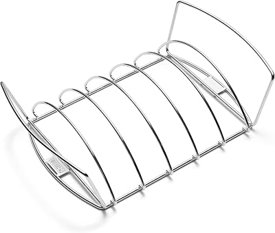 Weber Premium Rib Holder Roaster Basket 2-in-1 BBQ Grill Stainless Steel Silver