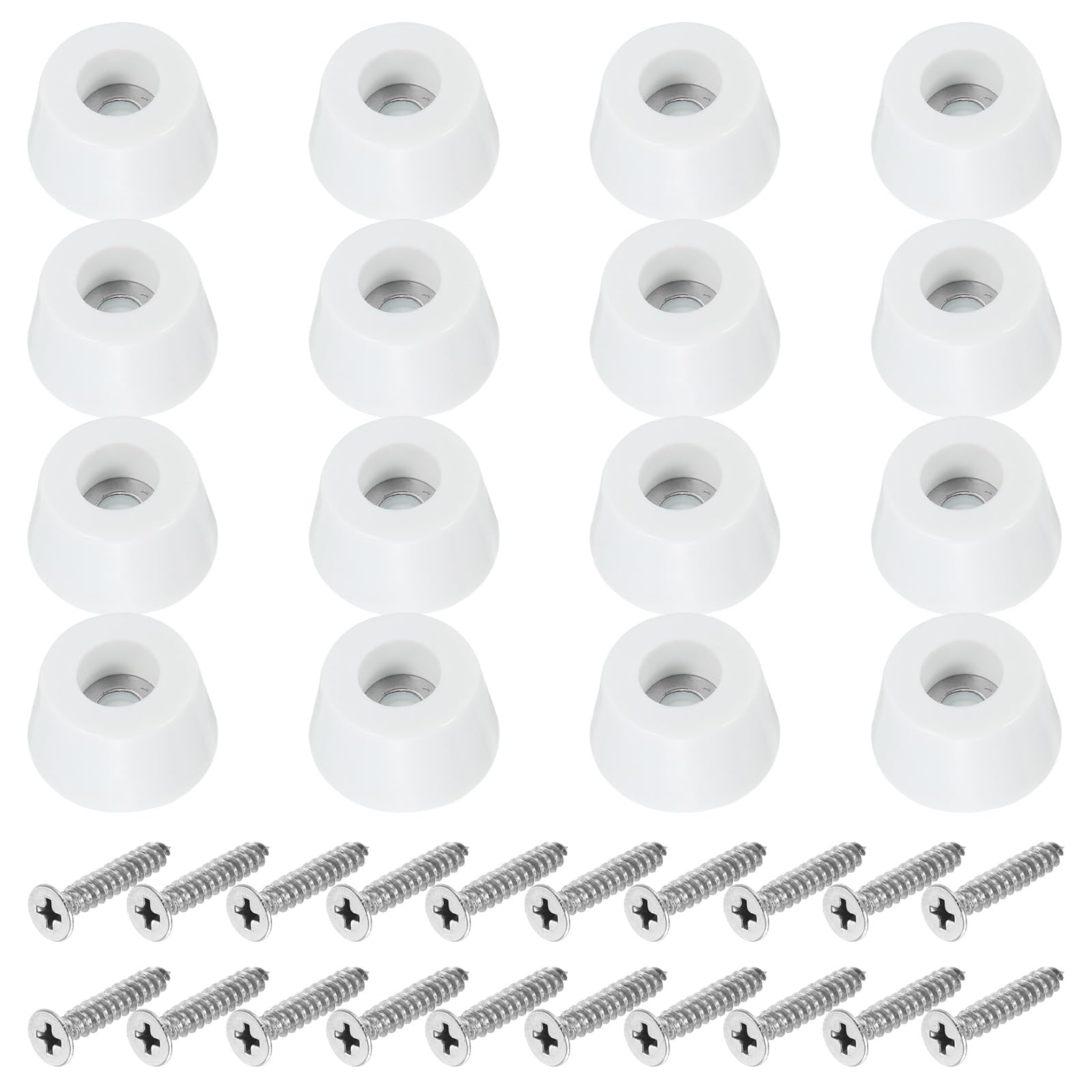 PATIKIL Cutting Board Feet,20 Pieces Non Slip Rubber Feet Bumpers with 304 Stainless Steel Screws for Cutting Board Furniture Chairs Desks 0.79"Wx0.39"H, White