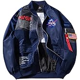 CORIRESHA Mens Apollo NASA Patches Slim Fit Bomber Jackets Windbreaker