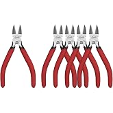 HOUSERAN Wire Cutters 5 Pack, 5 Inch, Side Cutters, Flush Cut Pliers | Spring Loaded Cutting Pliers with Non-slip Red Handle, Dikes Wire Cutters Snips for Model Kits, Crafting, Zip Ties