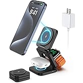 KU XIU Foldable 3 in 1 Charging Station for Apple, Fast Magnetic Wireless Charger Compatible with iPhone 15 14 13 12 Pro/Max/